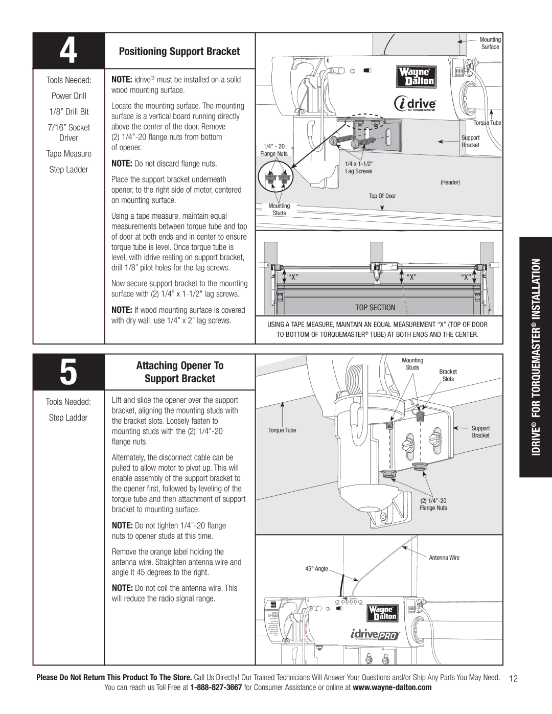 Wayne-Dalton 3663-372 installation instructions Positioning Support Bracket, Installation, Attaching Opener To 