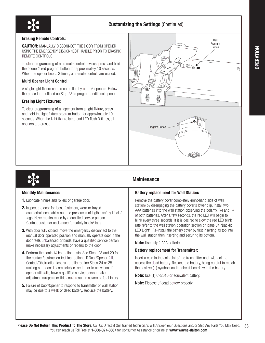 Wayne-Dalton 3663-372 installation instructions Maintenance 