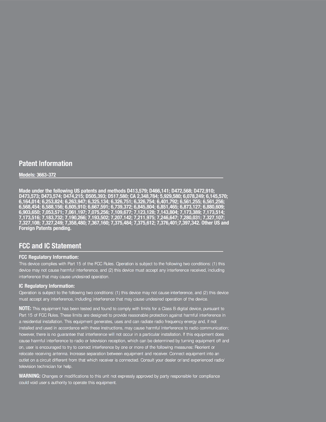 Wayne-Dalton 3663-372 installation instructions Patent Information 