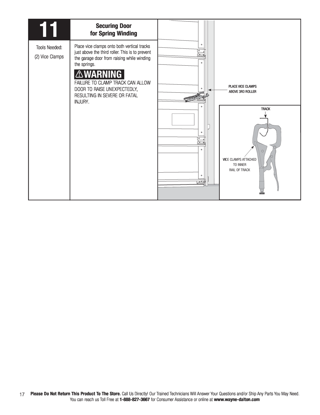 Wayne-Dalton 3663-372 installation instructions Securing Door, for Spring Winding 