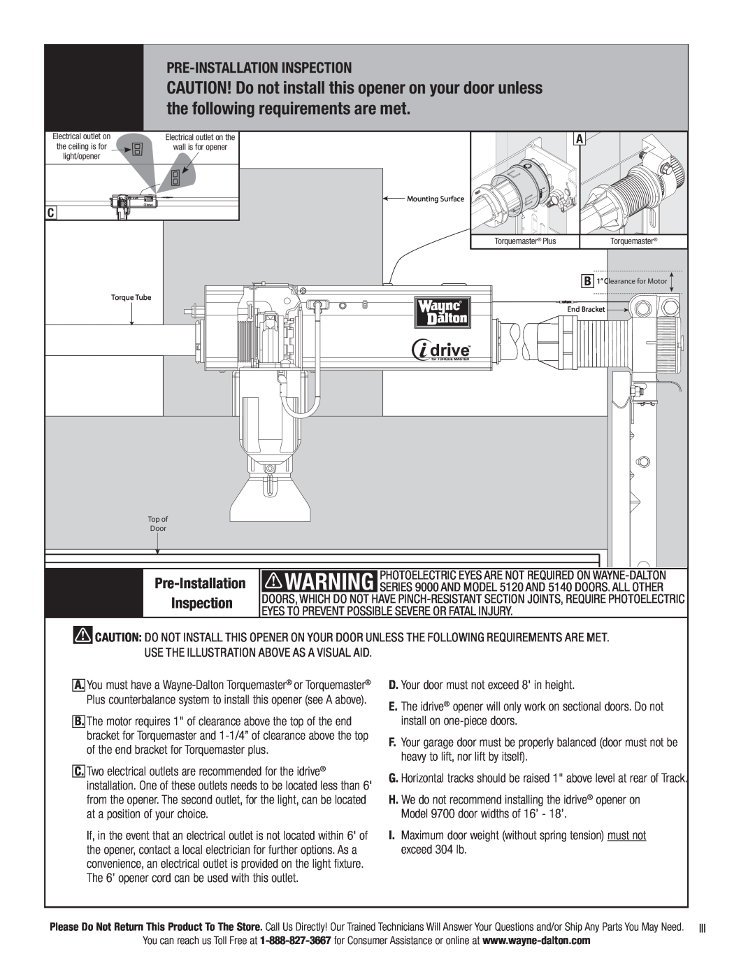 Wayne-Dalton 3663-372 installation instructions Pre-Installationinspection, Inspection 