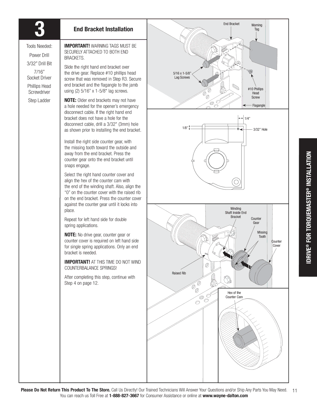 Wayne-Dalton 3790-Z installation instructions End Bracket Installation, Brackets, Counterbalance Springs 