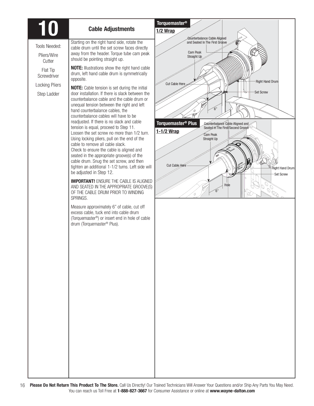 Wayne-Dalton 3790-Z installation instructions Cable Adjustments, Springs 