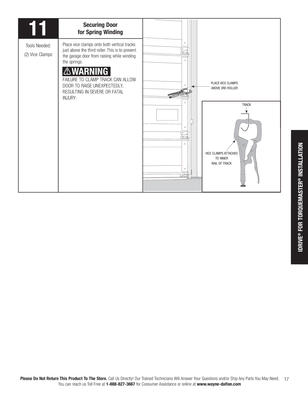 Wayne-Dalton 3790-Z installation instructions Securing Door, For Spring Winding, Tools Needed Vice Clamps 