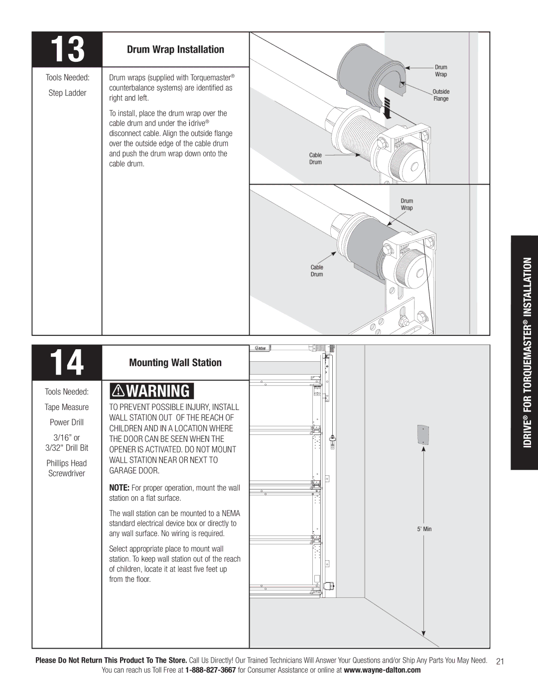 Wayne-Dalton 3790-Z installation instructions Drum Wrap Installation, Mounting Wall Station 