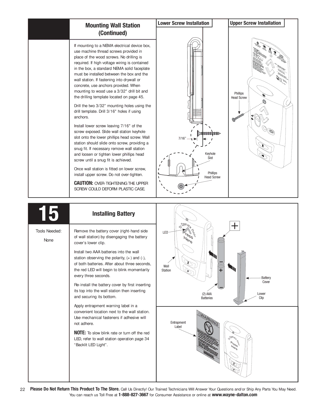 Wayne-Dalton 3790-Z installation instructions Installing Battery 