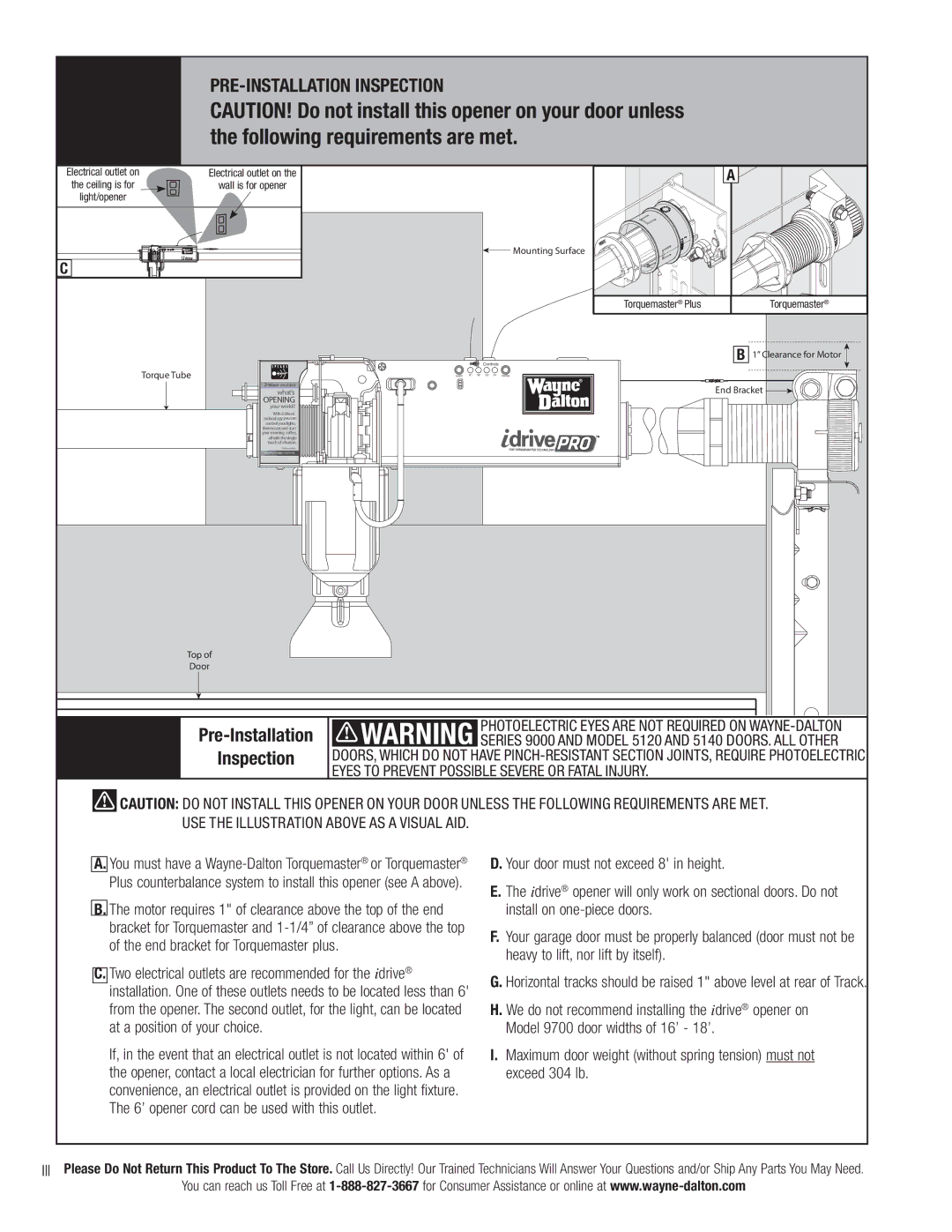 Wayne-Dalton 3790-Z Pre-Installation, Inspection, Eyes to Prevent Possible Severe or Fatal Injury 