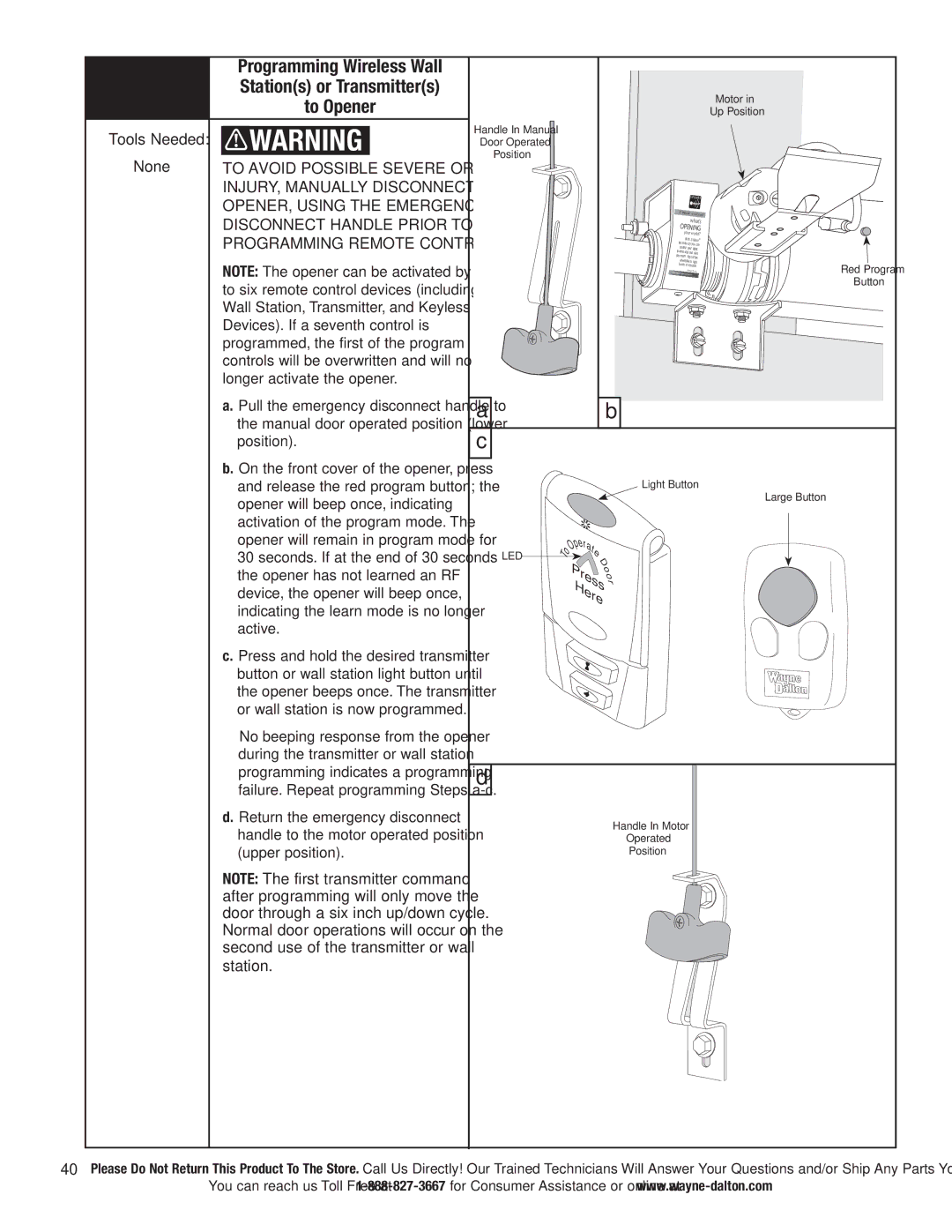 Wayne-Dalton 3790-Z Stations or Transmitters to OpenerProgramming Wireless Wall, Red Program Button 