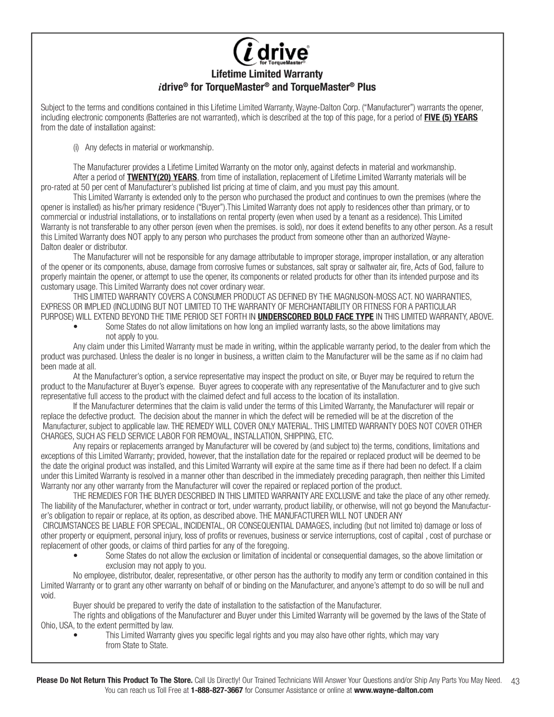 Wayne-Dalton 3790-Z installation instructions Dalton dealer or distributor 