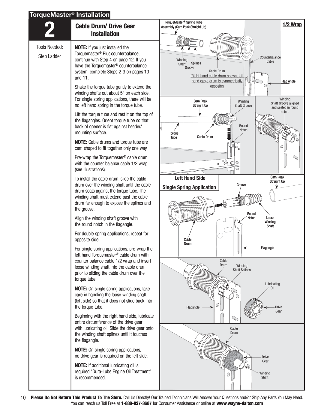 Wayne-Dalton 3790-Z installation instructions TorqueMaster Installation, Cable Drum/ Drive Gear 