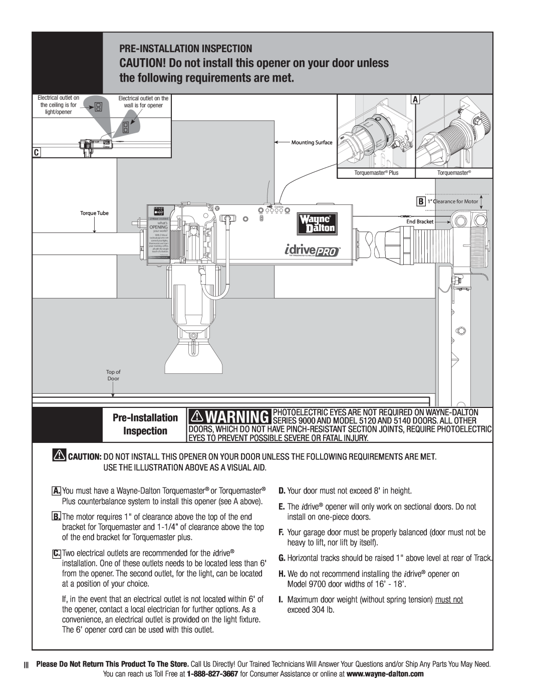 Wayne-Dalton 3790-Z installation instructions Pre-Installationinspection, Inspection 