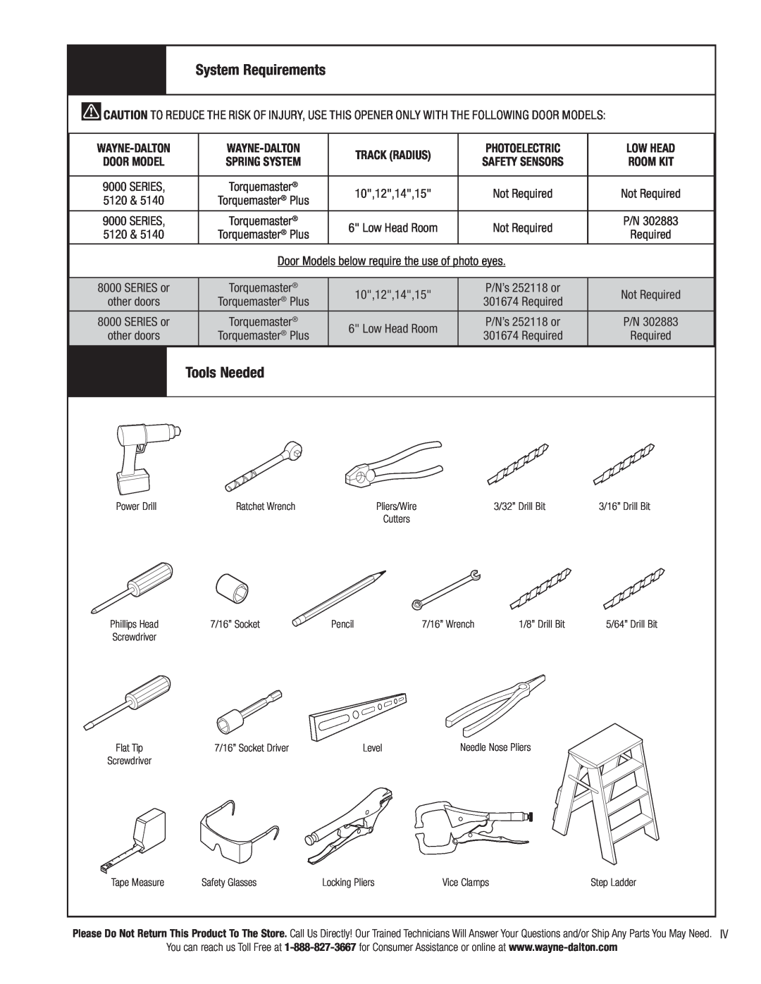 Wayne-Dalton 3790-Z installation instructions System Requirements, Tools Needed 