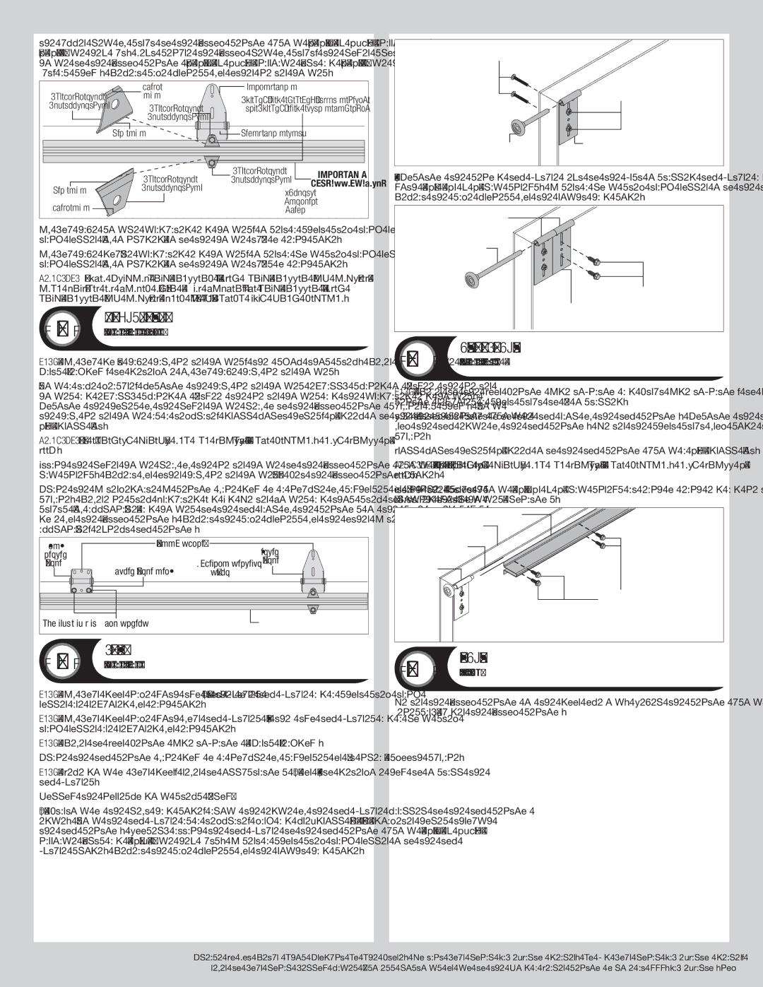 Wayne-Dalton 45, 43, 40, 47, 42 Half Center Hinges, Top Fixtures, Bottom Section, Follow the corresponding steps below 