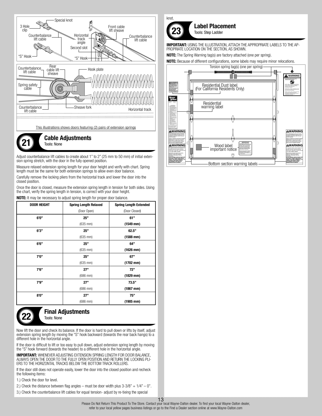 Wayne-Dalton 44 installation instructions Knot, Tools Step Ladder, Tools None 