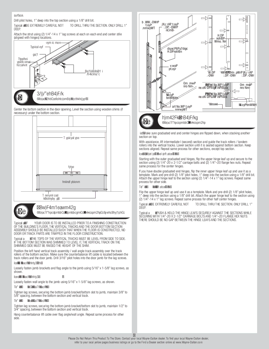 Wayne-Dalton 44 installation instructions Bottom Section, Vertical Tracks, Stacking Sections 