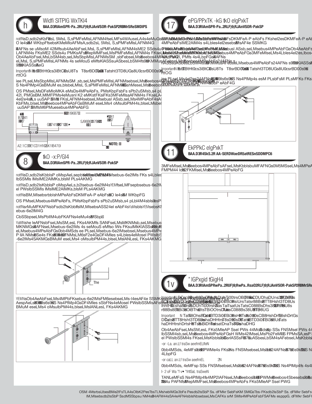 Wayne-Dalton 44 installation instructions Half Center Hinges, Top Fixtures, Bottom Section, Vertical Tracks 