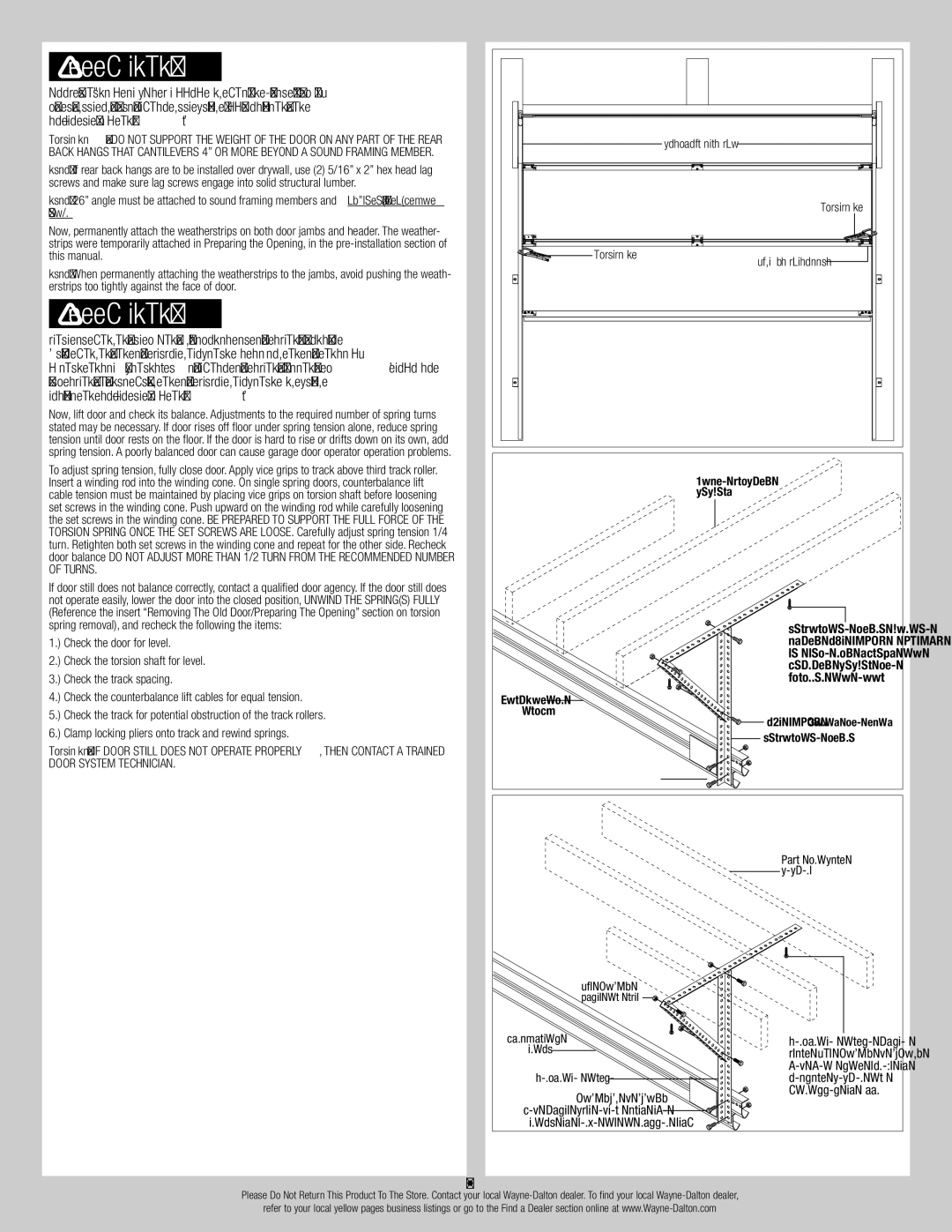 Wayne-Dalton 44 installation instructions Ceiling member, 16-18 x 1-1/4 Parallel to door 