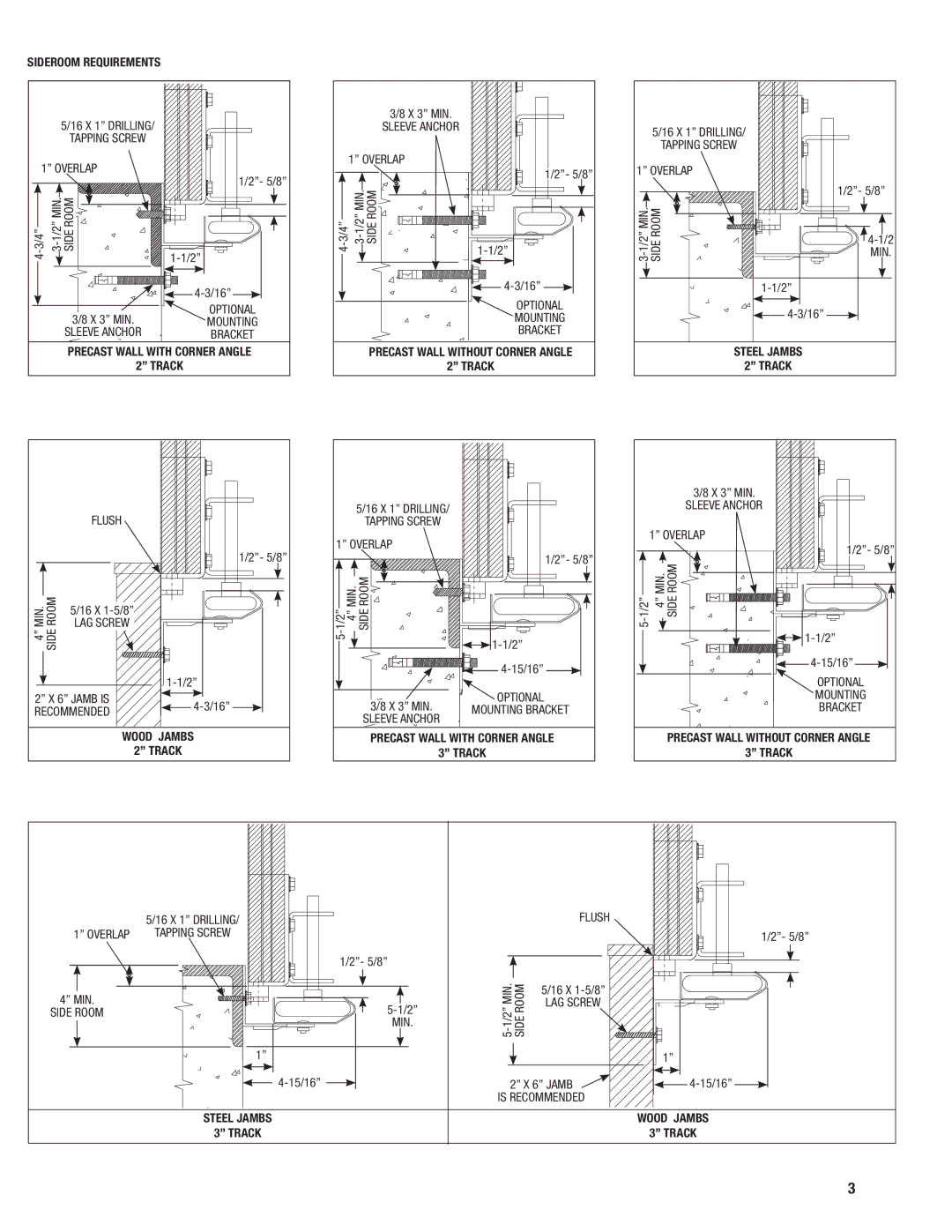 Wayne-Dalton 452, 451 installation instructions Sideroom Requirements 