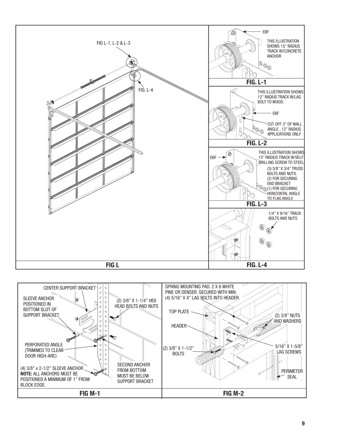 Wayne-Dalton 452, 451 installation instructions Fig L, FIG M-1 FIG M-2 