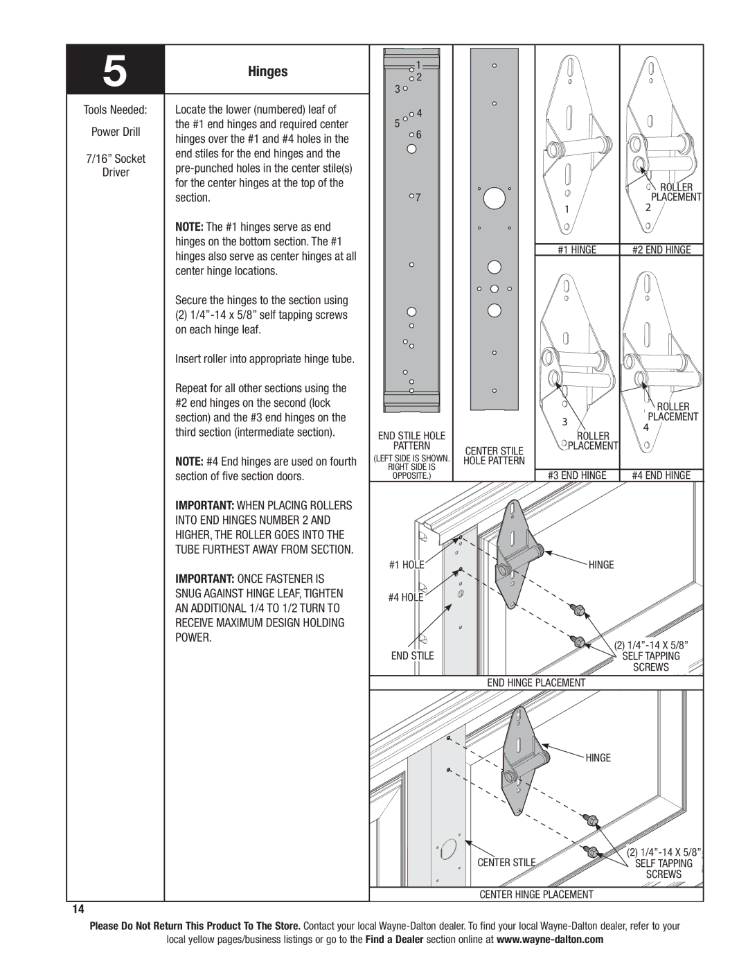 Wayne-Dalton 46 installation instructions Hinges 