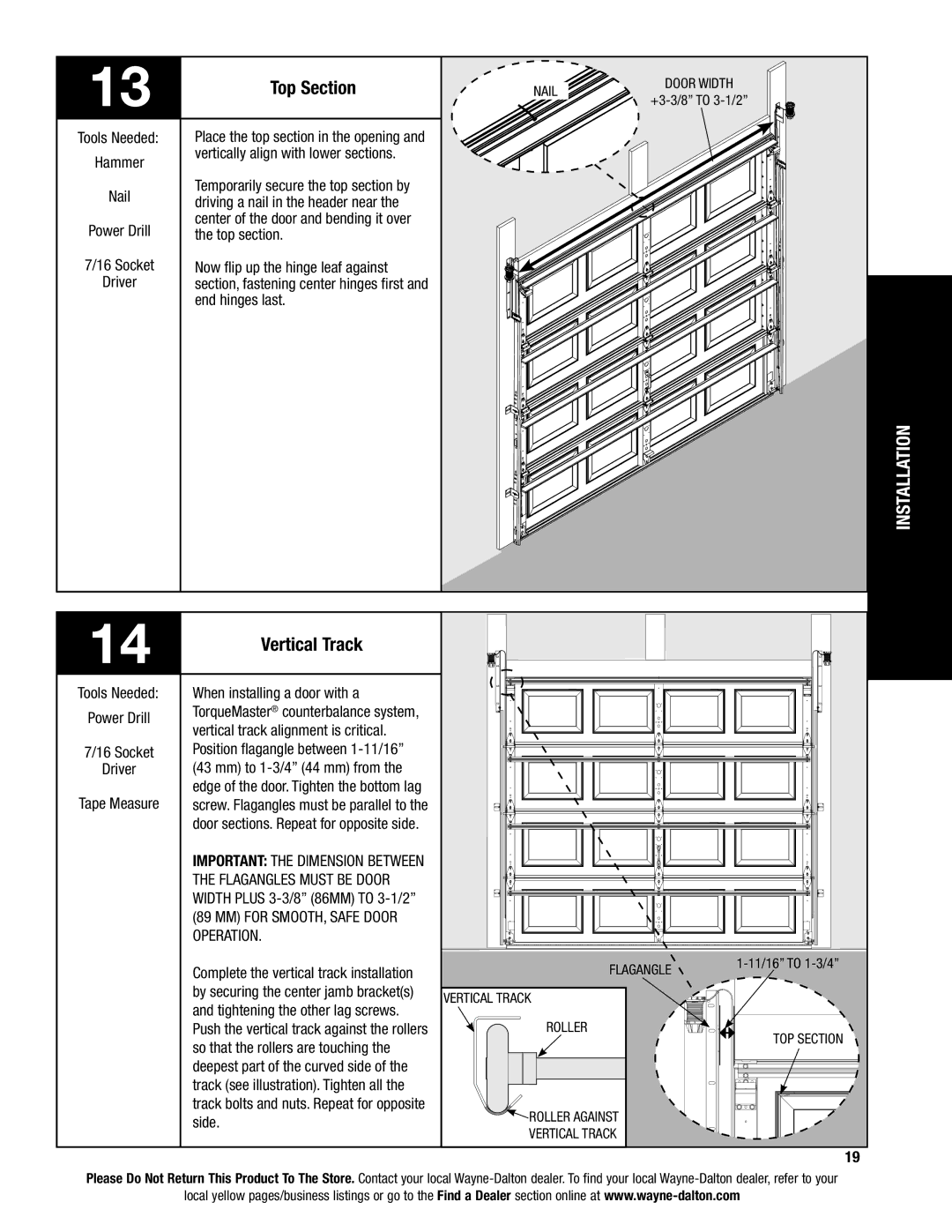 Wayne-Dalton 46 installation instructions Top Section 