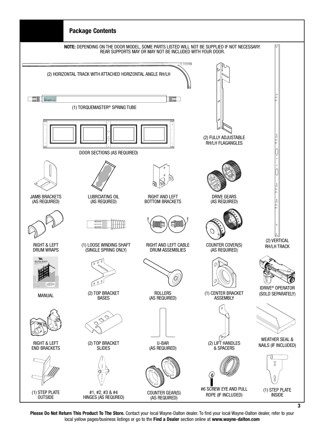 Wayne-Dalton 46 installation instructions Package Contents 