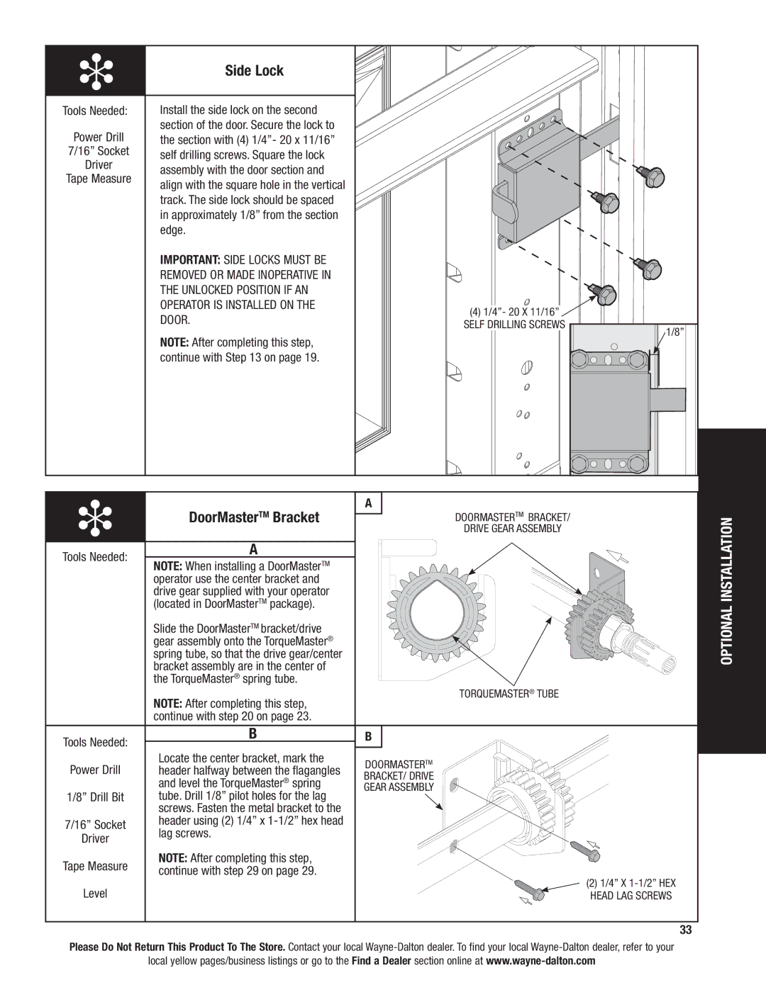 Wayne-Dalton 46 installation instructions Side Lock 