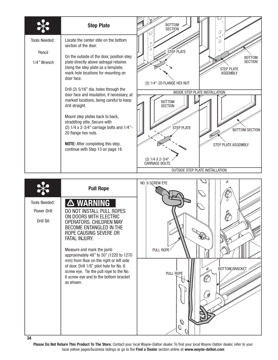 Wayne-Dalton 46 installation instructions Pull Rope 