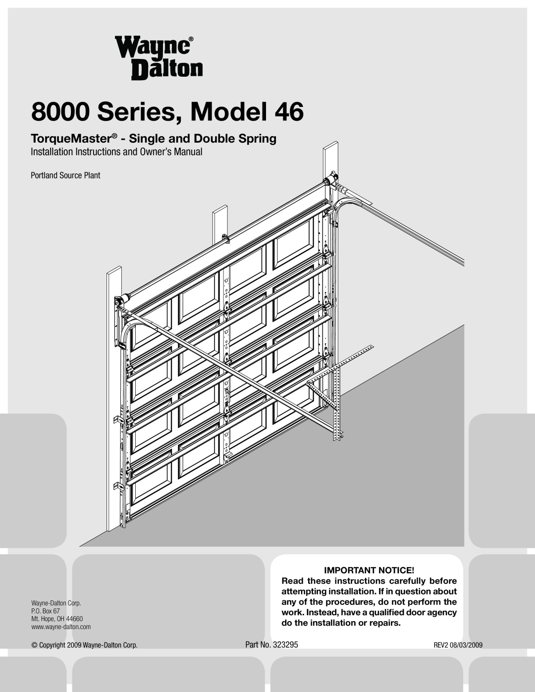 Wayne-Dalton 46 installation instructions Installation Instructions and Owner’s Manual, Series, Model 