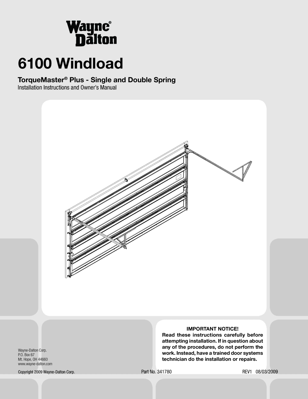 Wayne-Dalton 6100 installation instructions Windload 