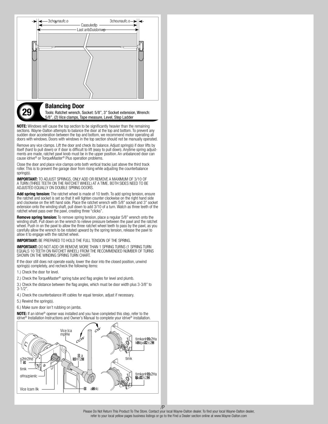 Wayne-Dalton 6100 installation instructions Balancing Door 