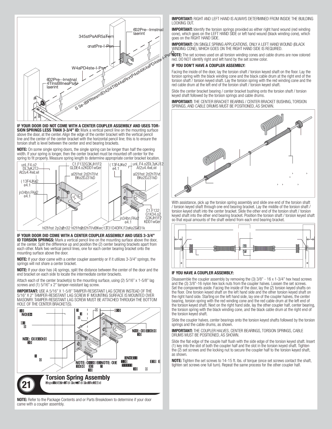 Wayne-Dalton 6600 Torsion Spring Assembly, If you don’t have a Coupler Assembly, If you have a Coupler Assembly 