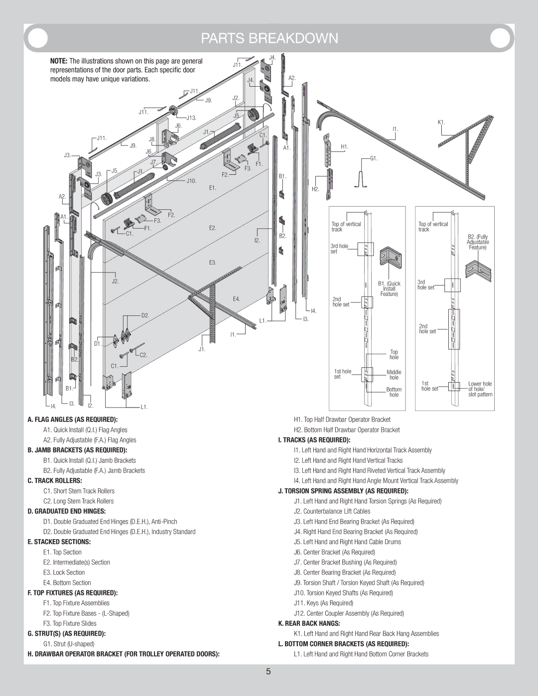 Wayne-Dalton 6600 installation instructions Track Rollers 