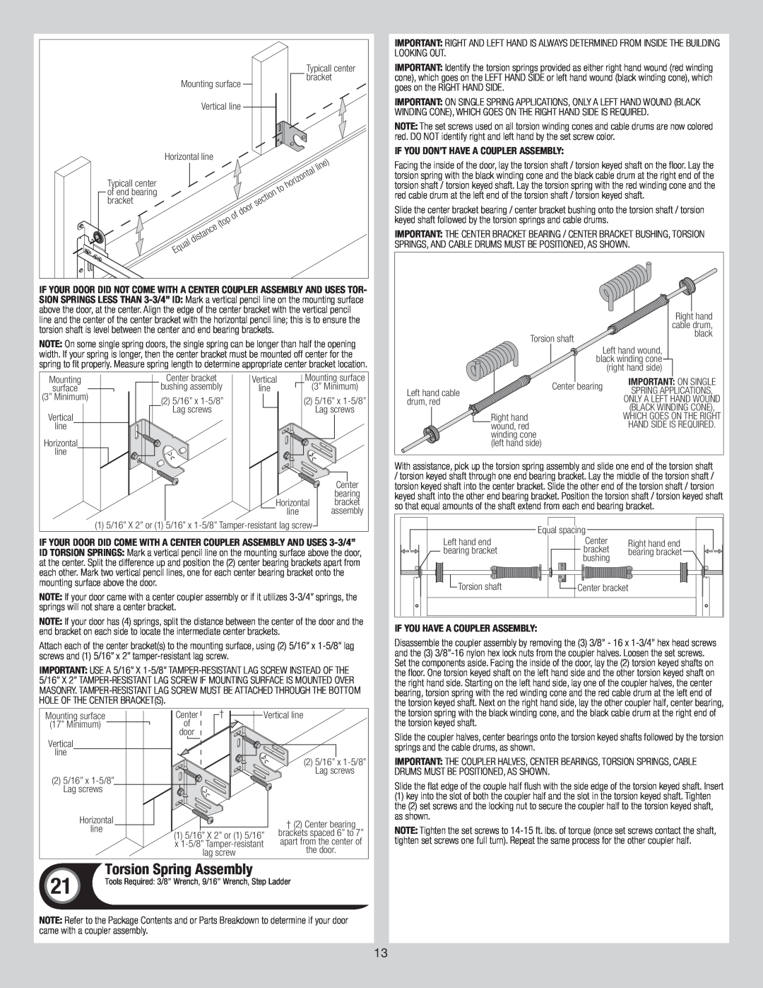 Wayne-Dalton 6600 installation instructions Torsion Spring Assembly 