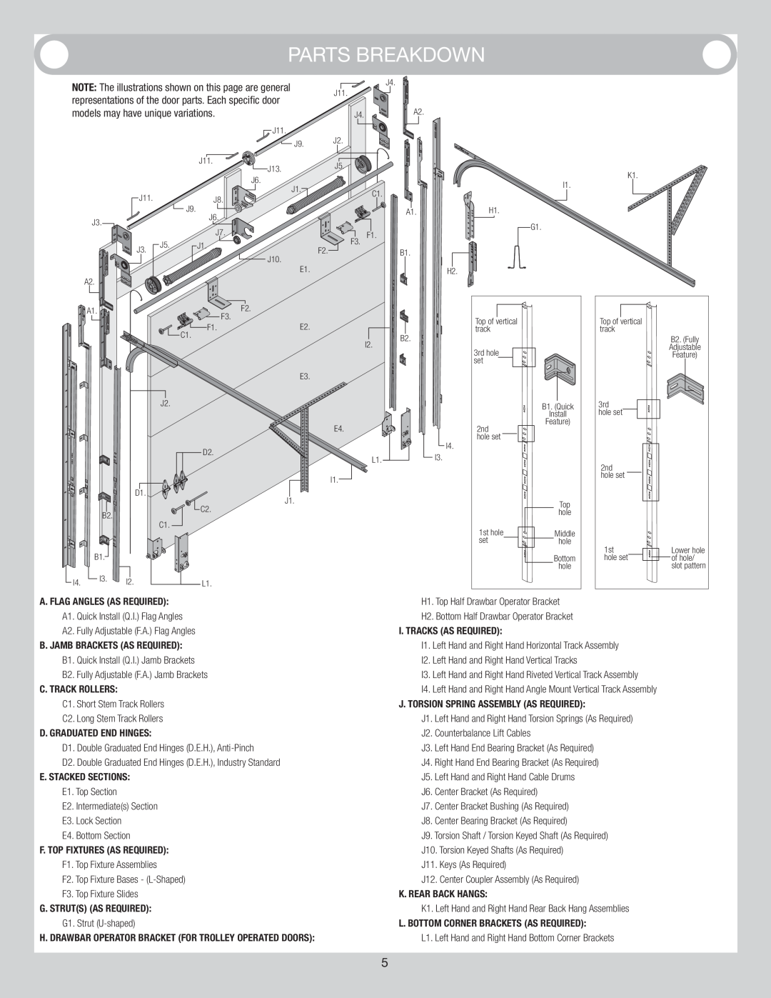 Wayne-Dalton 6600 installation instructions Parts Breakdown 