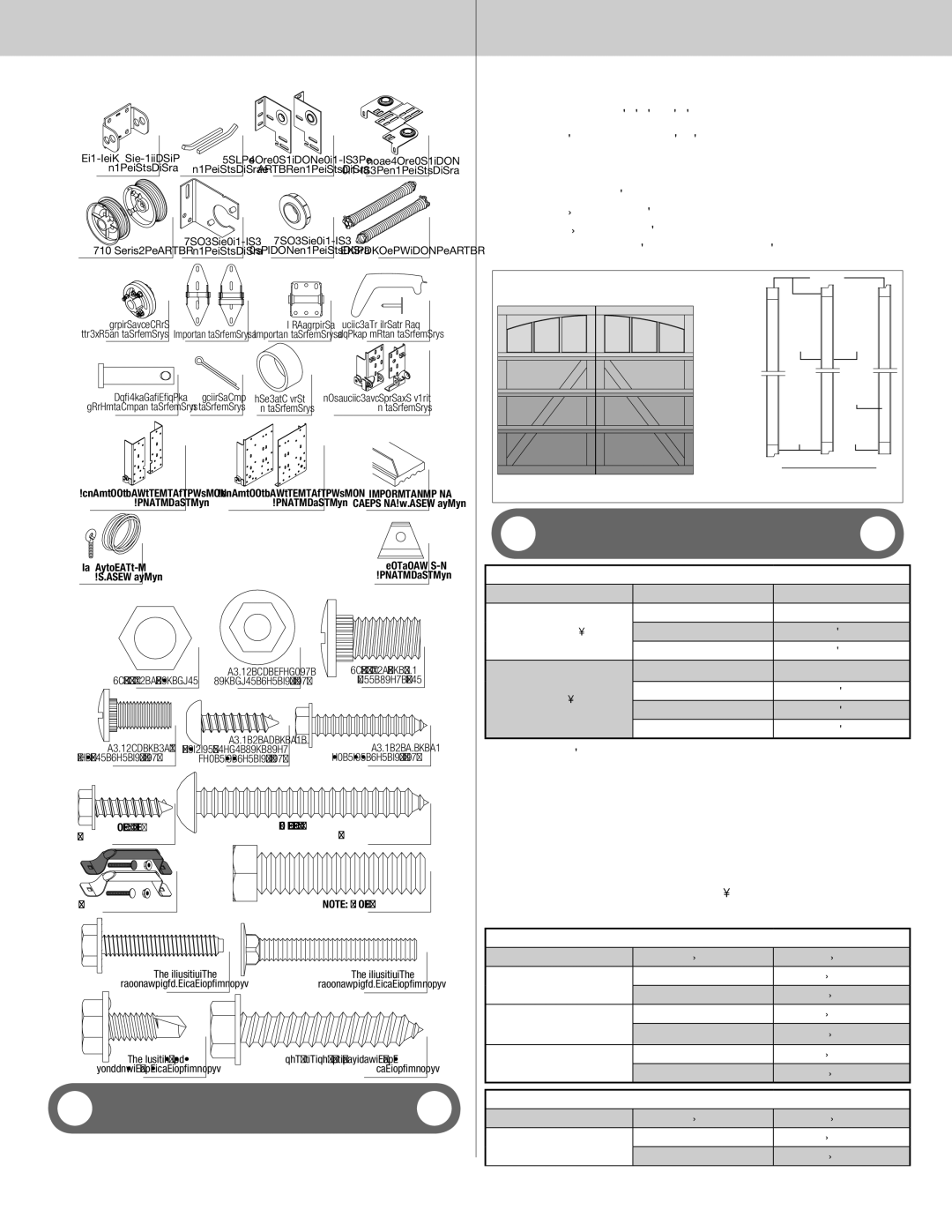 Wayne-Dalton 7100 Series installation instructions Graduated End Hinge Strut Identification, Door Section Identification 