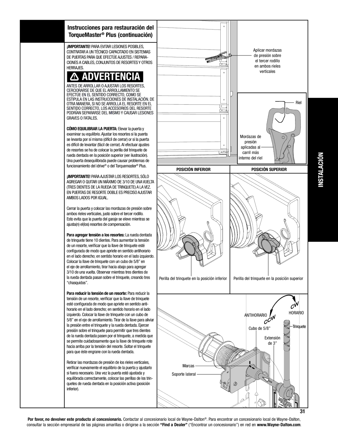 Wayne-Dalton 8100, 8000, 8200 manual Herrajes, Ambos Lados POR Igual, Antihorariohorario 