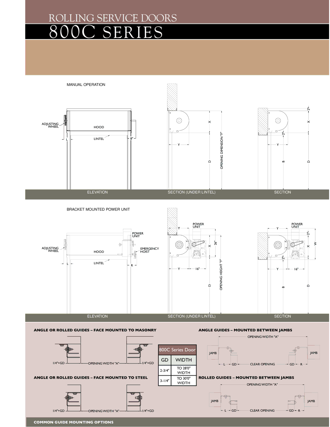 Wayne-Dalton 800C manual GD Width 