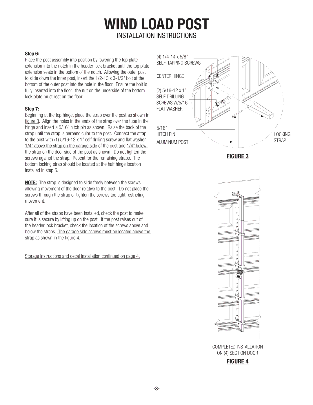 Wayne-Dalton 8100, 8024, 8124 installation instructions Center Hinge 