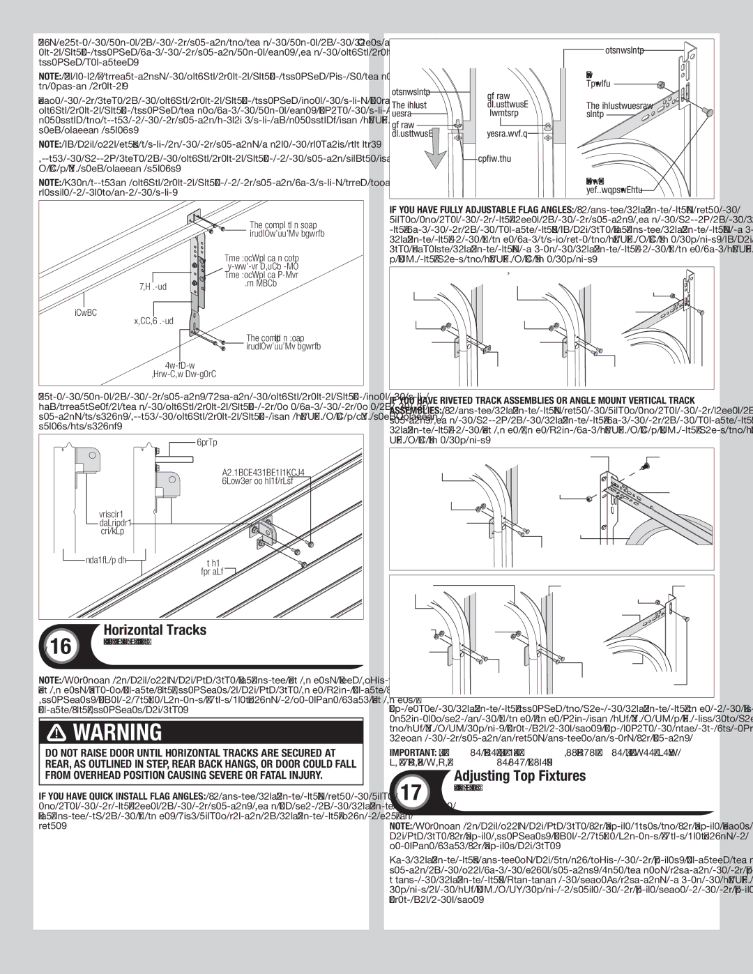 Wayne-Dalton 8300/8500 installation instructions Horizontal Tracks 