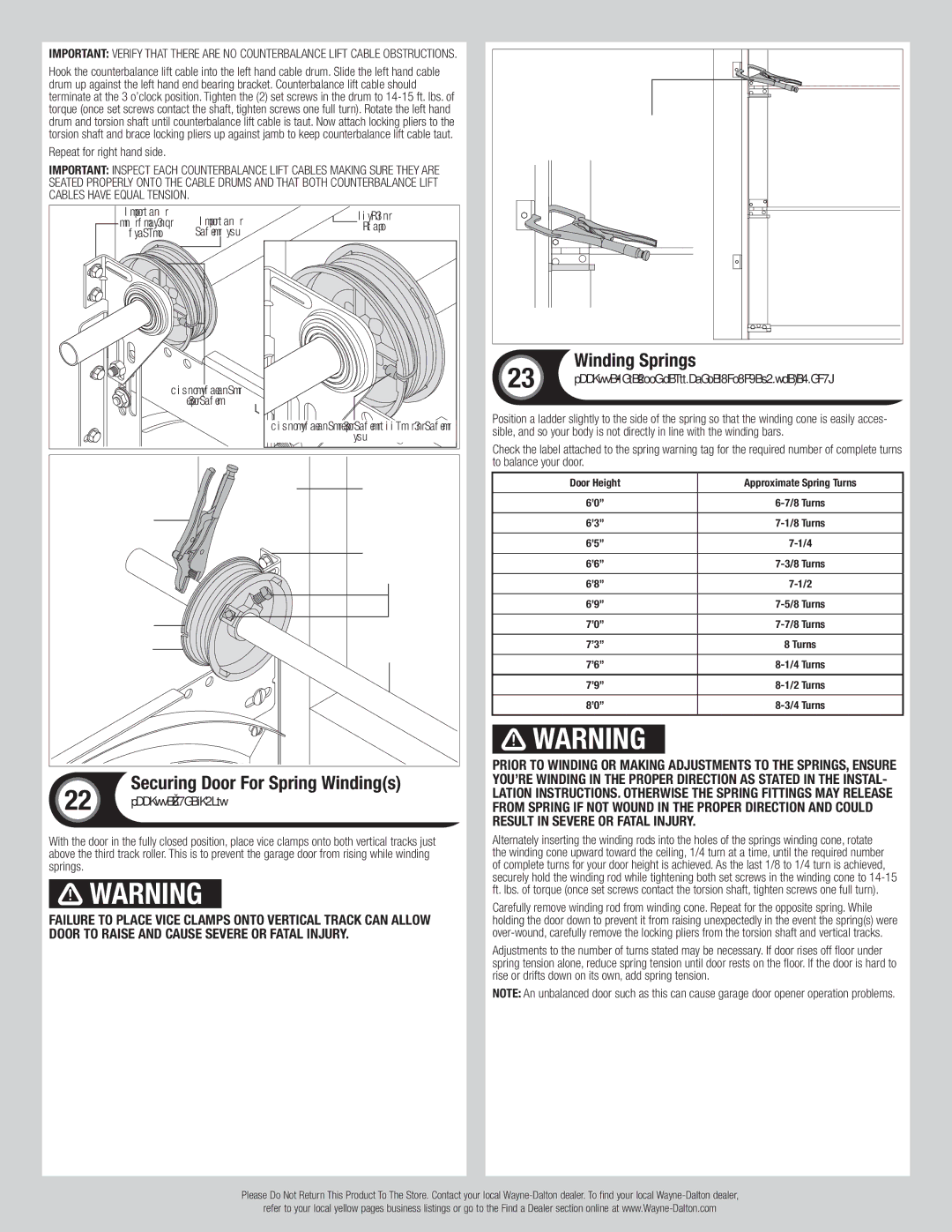 Wayne-Dalton 8700 installation instructions Winding Springs, Tools Vice Clamps 