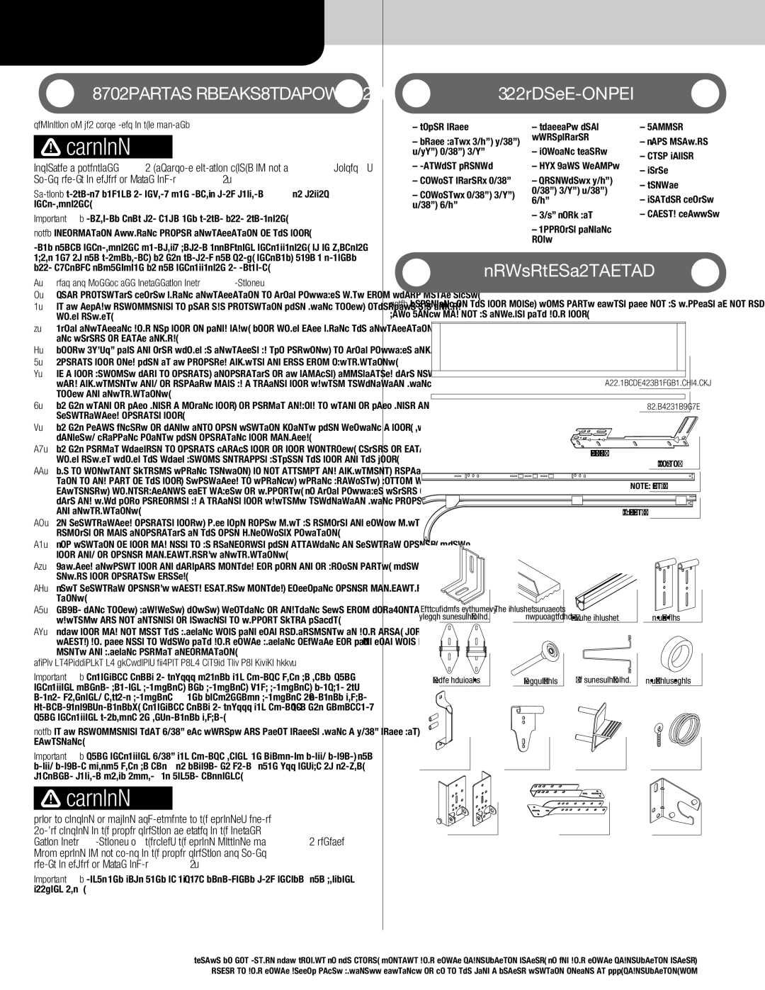 Wayne-Dalton 8700 installation instructions Important Safety Instructions Tools Required 