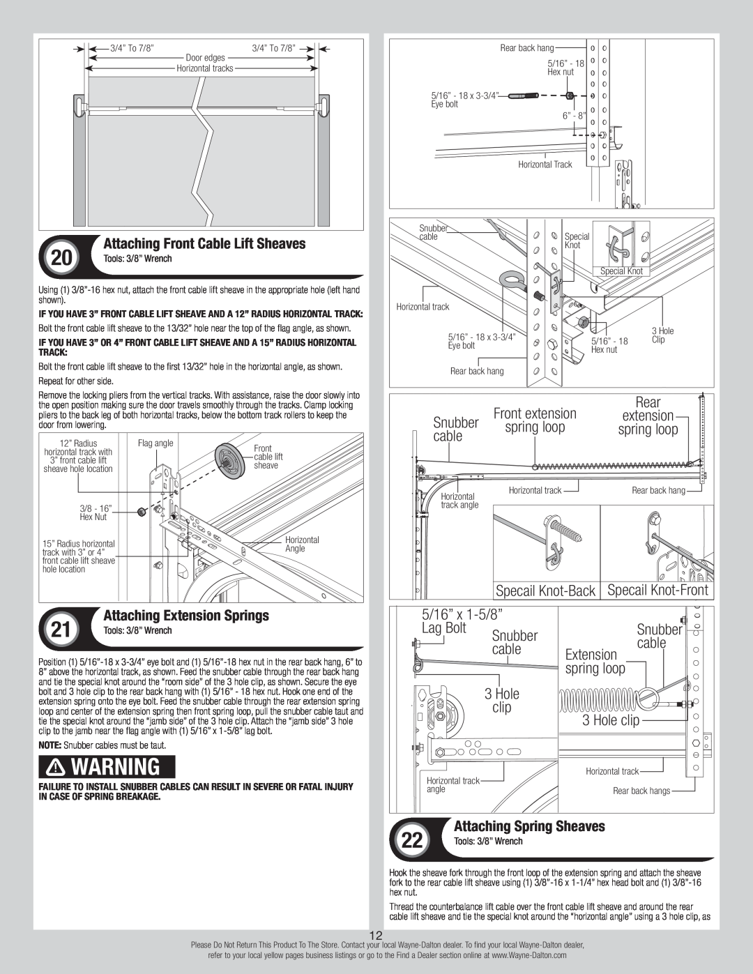 Wayne-Dalton 8700 installation instructions Snubber 