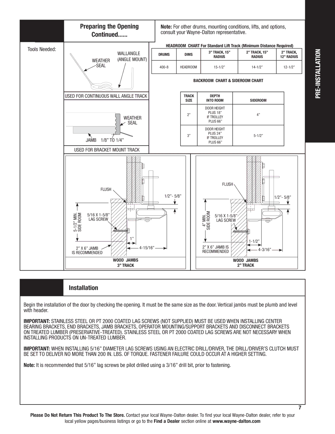 Wayne-Dalton 8850 installation instructions Installation, Consult your Wayne-Dalton representative Tools Needed 