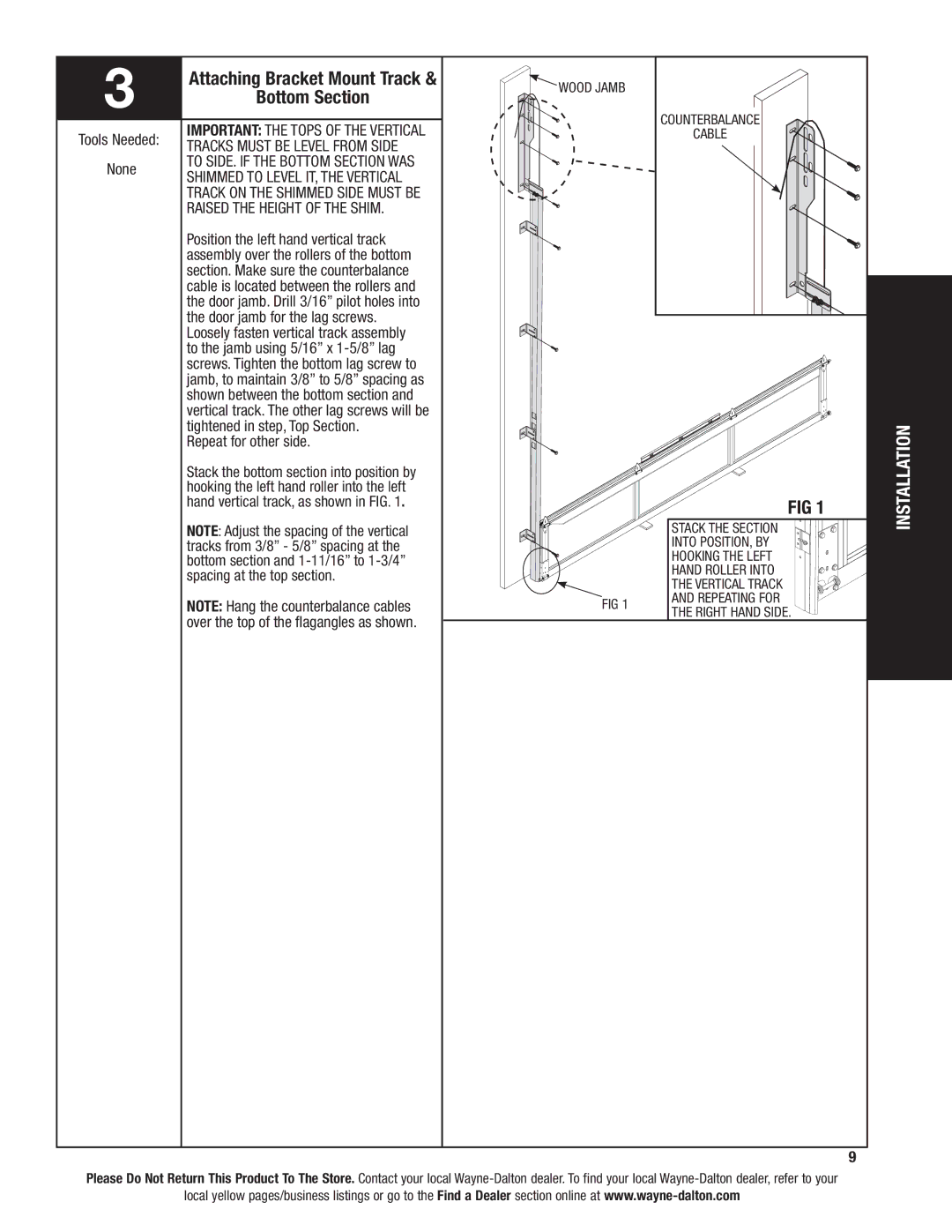 Wayne-Dalton 8850 installation instructions Bottom Section 