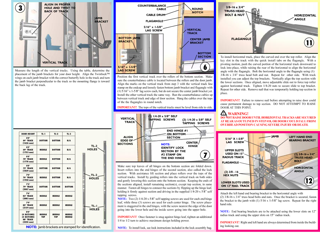 Wayne-Dalton 9600 Thermoguard, 9200 Foamcore, 9900 Thermowayne Truss Head Bolt & Nuthorizontal Angle, Flagangle 