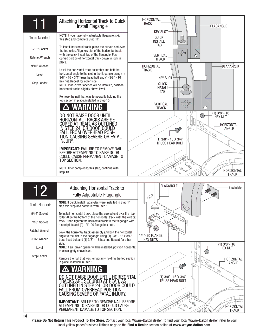 Wayne-Dalton 9300 Attaching Horizontal Track to Quick, Install Flagangle, Fully Adjustable Flagangle 