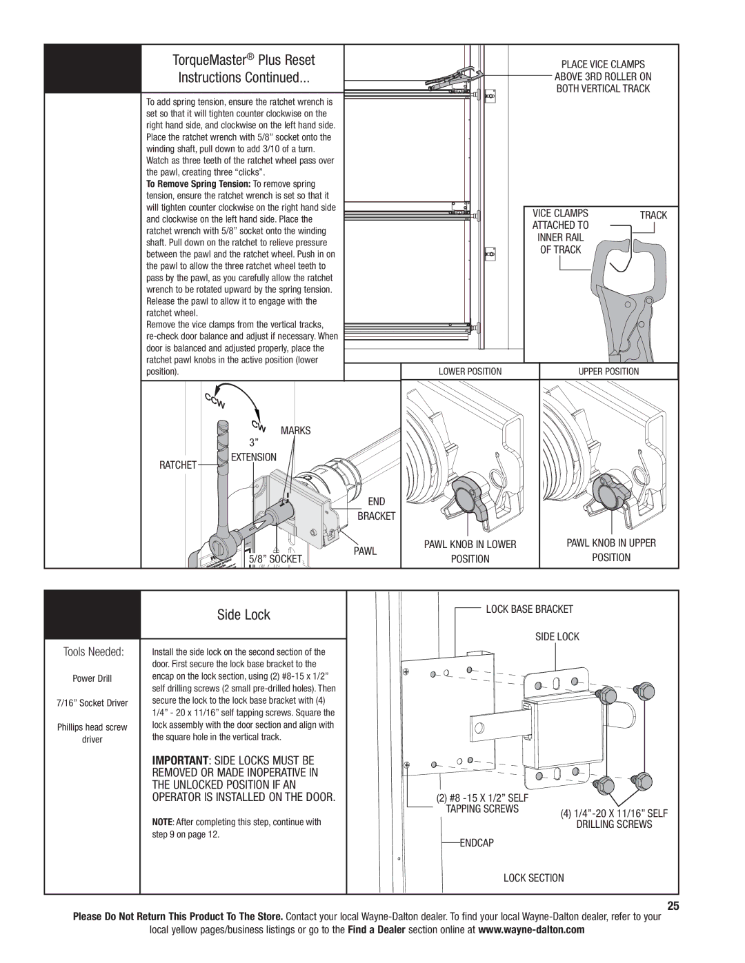 Wayne-Dalton 9300 installation instructions Side Lock, Unlocked Position if AN 