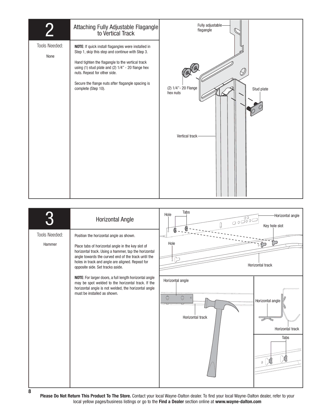 Wayne-Dalton 9300 installation instructions To Vertical Track, Horizontal Angle 