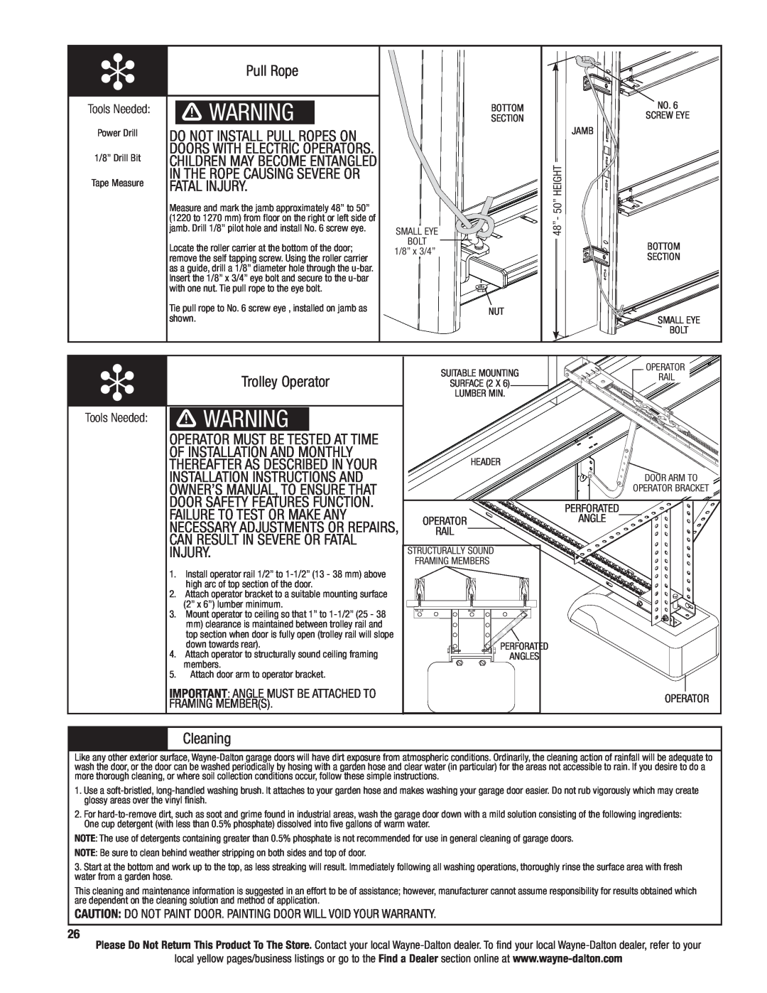 Wayne-Dalton 9300 installation instructions Pull Rope 